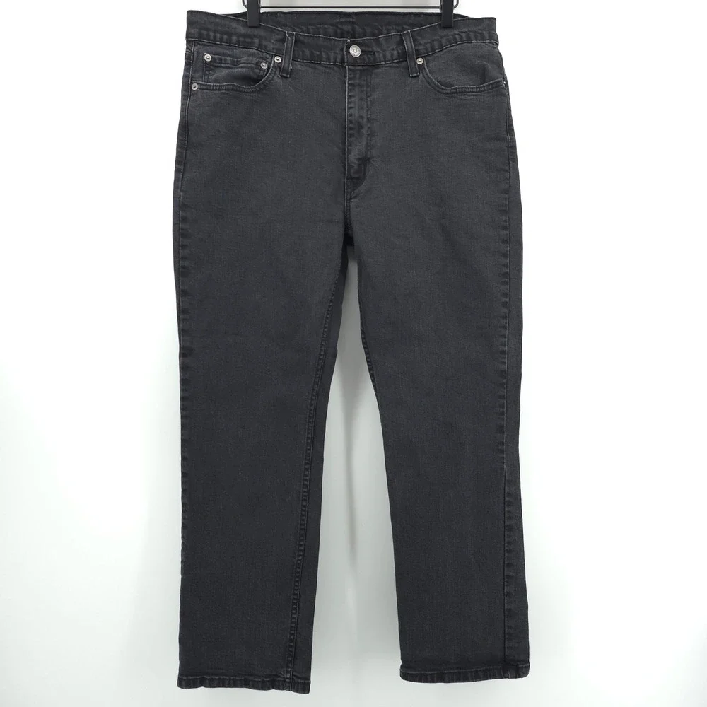 Levis 514 Mens Straight Fit Jeans W38 L30 Gray Faded Black Denim